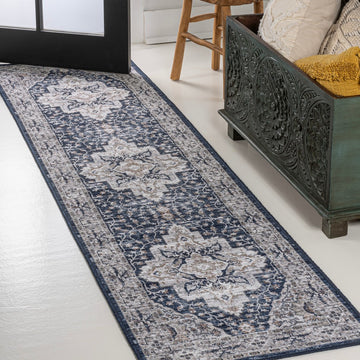 Didim Boho Gray Medallion Washable Area Rug